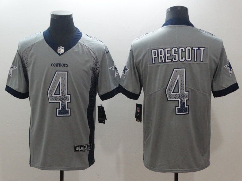 Men Dallas cowboys #4 Prescott Grey Drift Fashion Blue New Nike Limited NFL Jerseys
